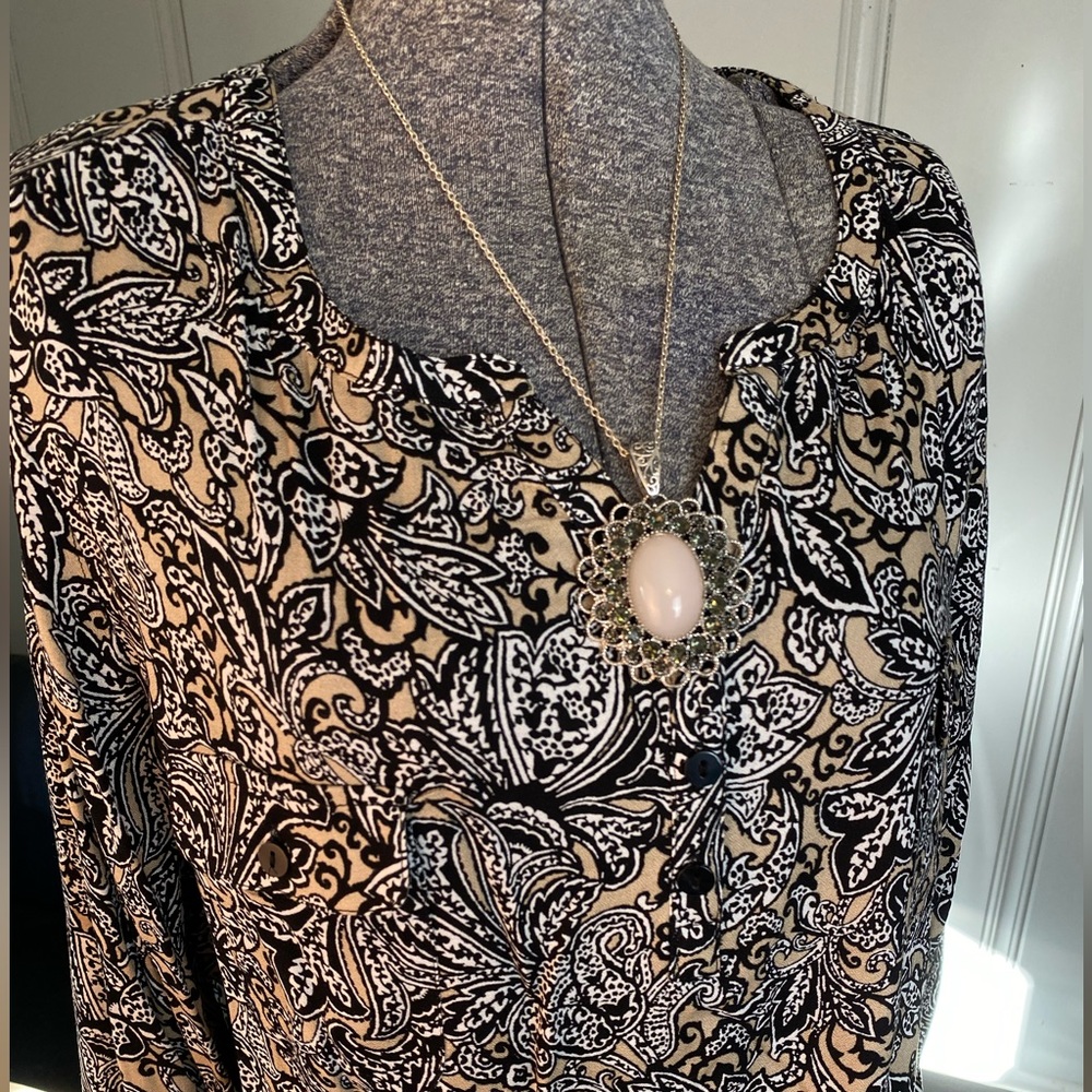 Croft & Barrow Stretch Tunic Length Blouse- Flowing Winkle Resistant 3/4 Sleeve